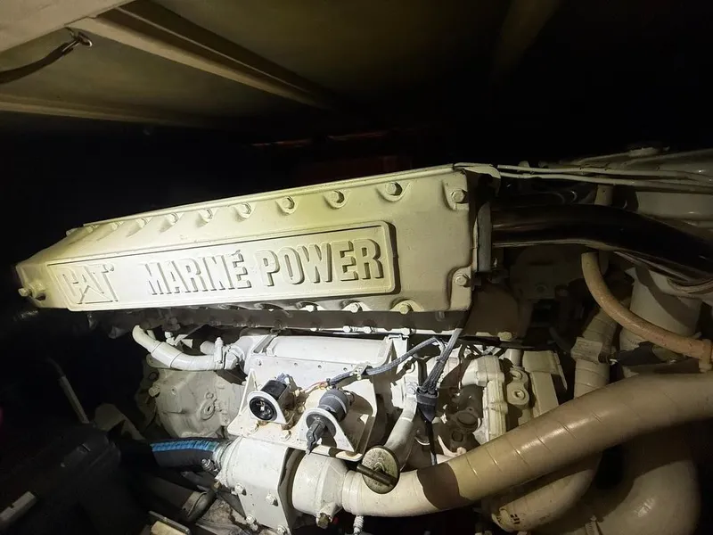 Slide: The Image of Engine of 1989 Post 43 Sport Fisherman boat with CAT Marine Power. - 22