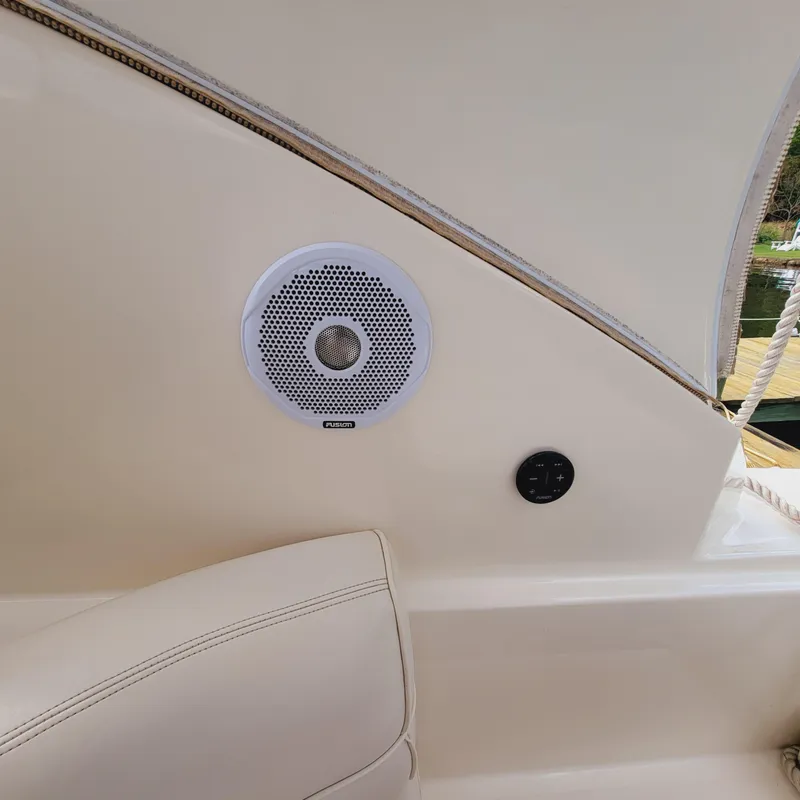 Slide: The Image of 1999 Cruisers Yachts 3075 Rogue interior with speaker and seating detail. - 22