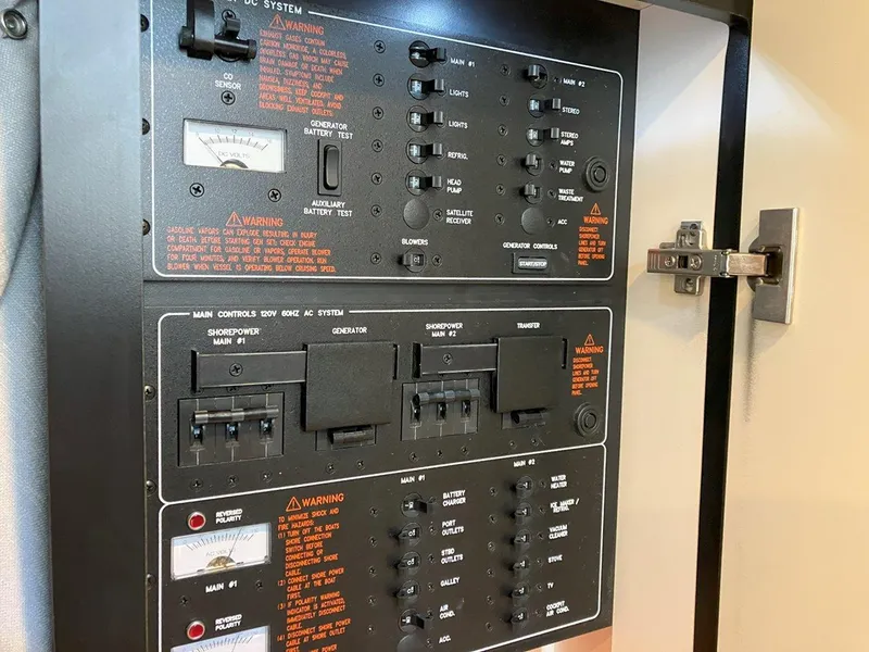 Slide: The Image of Electrical control panel on a 2016 Formula 37 PC boat. - 47
