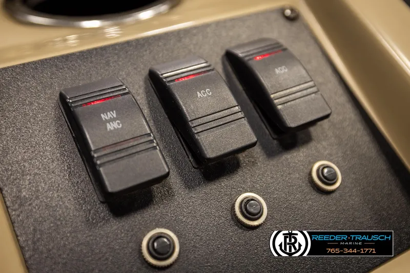 Slide: The Image of Control panel of 2017 Crest 200 L CPT boat with labeled switches. - 31