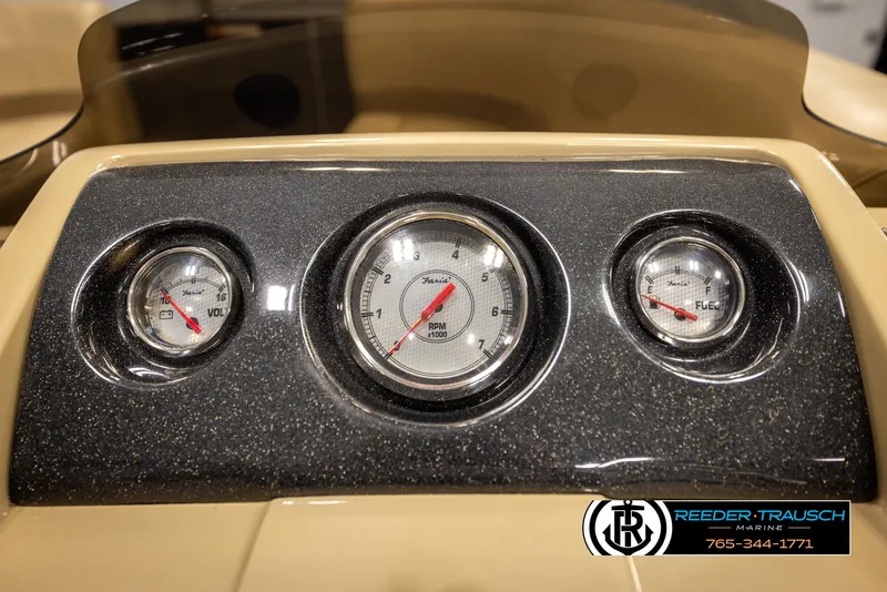 Slide: The Image of Dashboard of a 2017 Crest 200 L CPT boat with three gauges. - 32