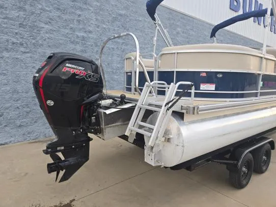 Slide: The Image of 2018 South Bay 222RS pontoon boat with Mercury Pro XS outboard motor on trailer. - 11