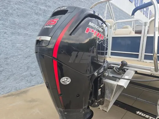 Slide: The Image of 2018 South Bay 222RS with Mercury 115 Pro outboard motor, docked on a trailer. - 12