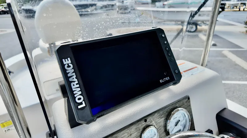 Slide: The Image of Lowrance Elite display on 2024 Carolina Skiff e18 JVX boat dashboard. - 6