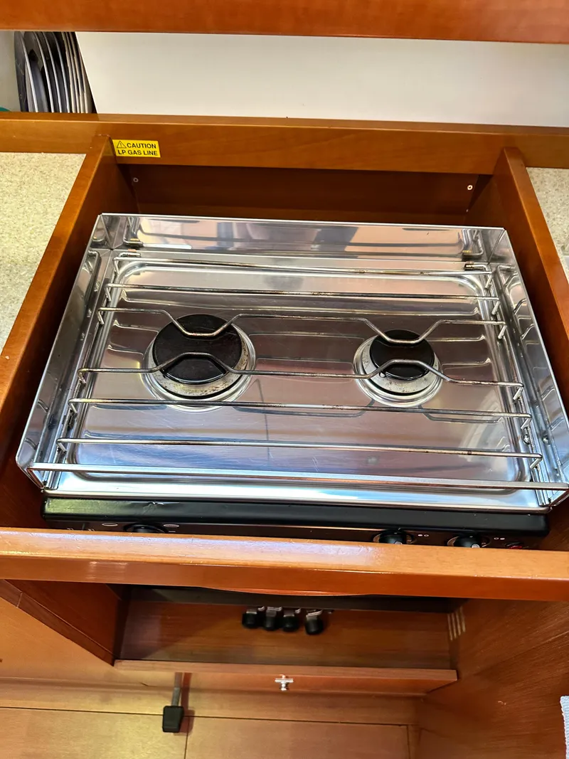 Slide: The Image of Two-burner stove in 2012 Beneteau Oceanis 41 yacht kitchen. - 37