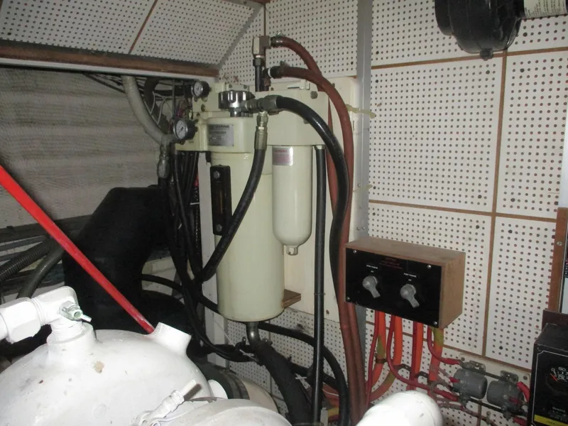 Slide: The Image of Engine room of 1994 Grand Banks 49 Motoryacht with fuel filtration system. - 22