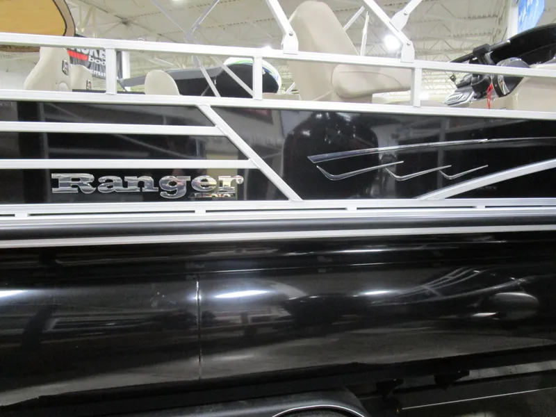 Slide: The Image of 2025 Ranger 223 FC boat side view with logo and sleek design. - 20