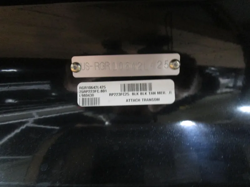 Slide: The Image of 2025 Ranger 223 FC identification plate with serial numbers and model details. - 23