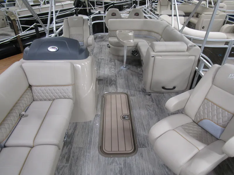 Slide: The Image of 2025 Ranger 223 FC boat interior with luxurious seating and modern design. - 7