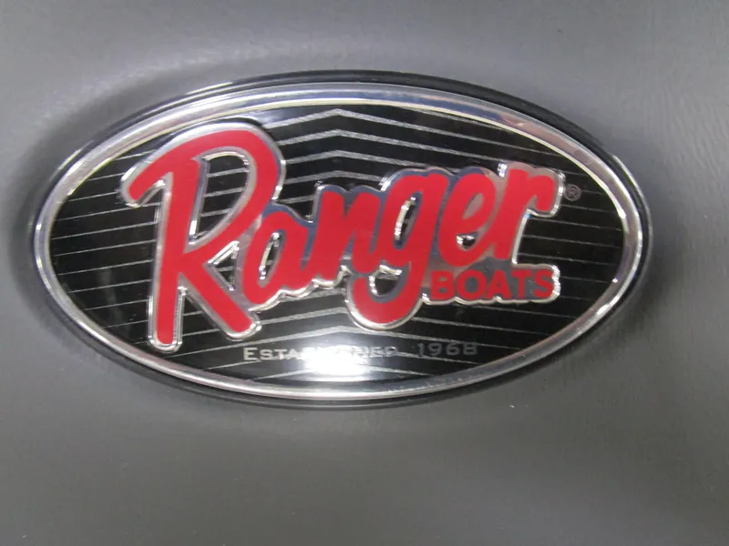 Slide: The Image of Ranger Boats logo emblem, established 1968, on 2025 Ranger 223 FC model. - 8