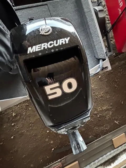 Slide: The Image of Mercury 50 horsepower outboard motor on Lowe Skorpion 16, 2025 model. - 11