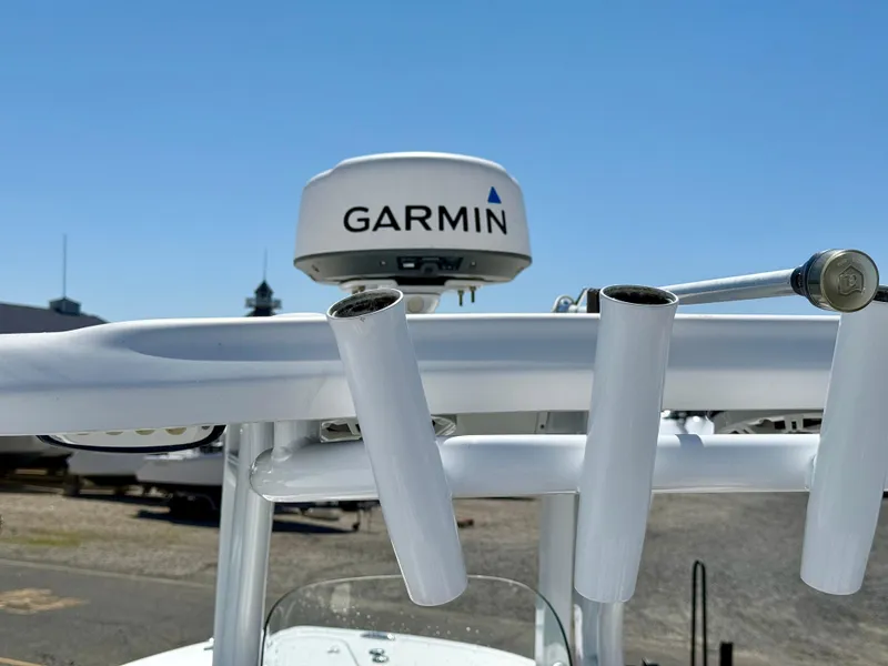 Slide: The Image of 2018 Tidewater 232 CC Adventure boat with Garmin radar and rod holders. - 20