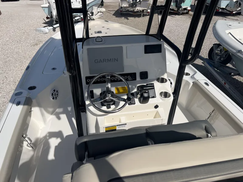 Slide: The Image of 2025 Key West 230 Bay Reef boat console with Garmin navigation system. - 17