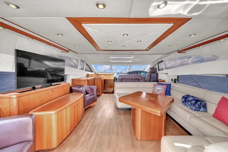 Slide: The Image of Luxurious interior of a 2006 Sunseeker Predator 72 yacht with modern furnishings. - 29