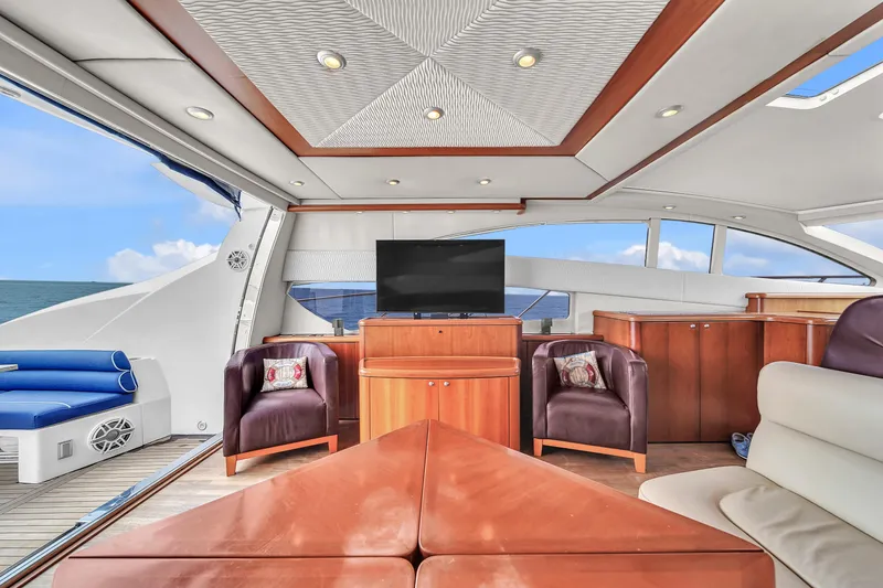 Slide: The Image of Luxurious interior of 2006 Sunseeker Predator 72 yacht with modern furnishings and ocean view. - 32