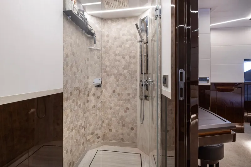 Slide: The Image of Luxurious shower area in 2020 Galeon 640 Fly yacht, featuring modern design and elegant finishes. - 36