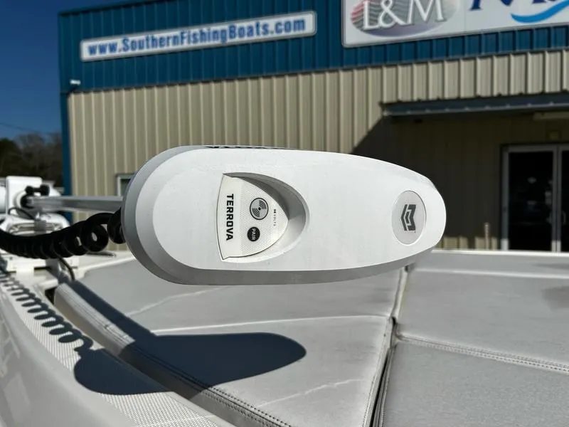 Slide: The Image of 2024 Skeeter SX230 boat with Terrova trolling motor at Southern Fishing Boats dealership. - 11