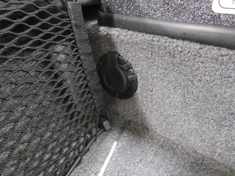 Slide: The Image of 2024 Ranger VS 1682 ANGLER SC interior with storage net and plug detail. - 11