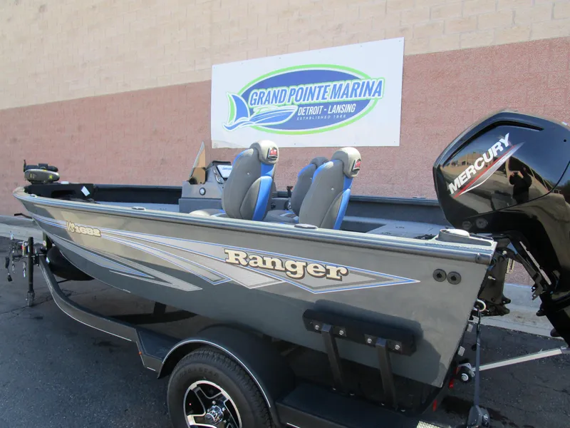 Slide: The Image of 2024 Ranger VS 1682 ANGLER SC boat at Grand Pointe Marina with Mercury engine. - 2