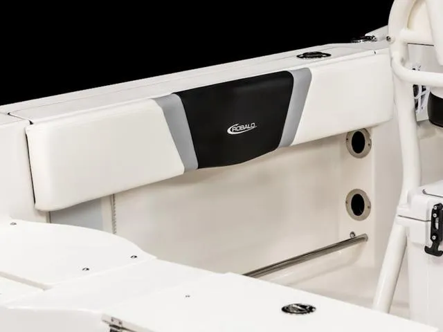 Slide: The Image of 2024 Robalo R200 boat interior, featuring sleek white seating and modern design elements. - 25