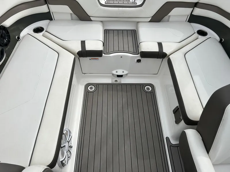 Slide: The Image of 2015 Yamaha Boats 242 Limited S interior with sleek seating and modern design. - 9