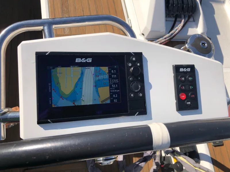 Slide: The Image of B&G navigation system on 2019 Beneteau Oceanis 51.1 yacht dashboard. - 13