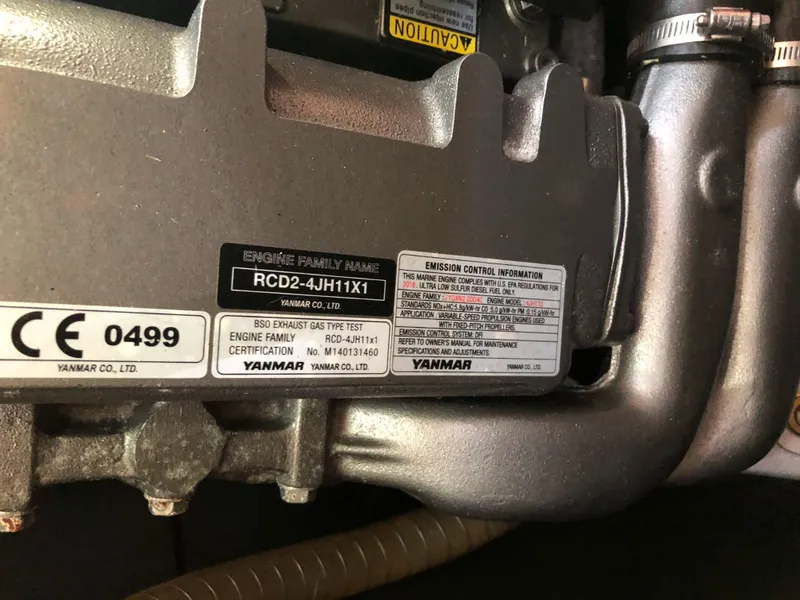 Slide: The Image of Yanmar engine label on a 2019 Beneteau Oceanis 51.1 sailboat. - 39