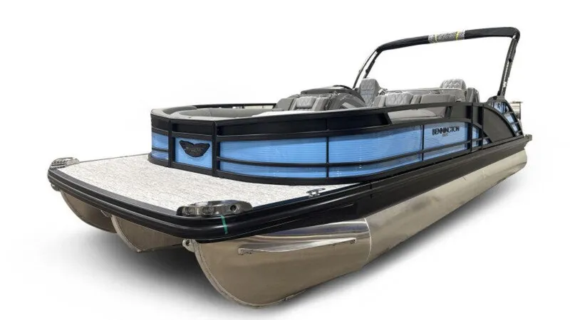Slide: The Image of 2025 Bennington R Bowrider Swingback 24 RTSB pontoon boat, sleek design, modern features. - 3