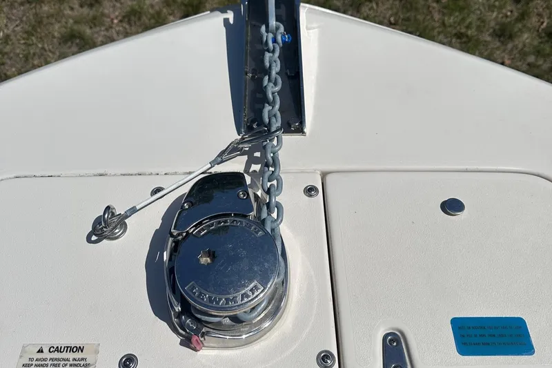 Slide: The Image of 2022 Grady-White 236 Fisherman boat anchor windlass system with chain. - 17