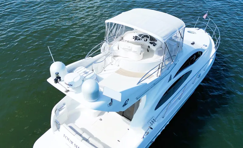 Slide: The Image of Azimut 42 yacht, 2002 model, cruising on calm waters, aerial view. - 6