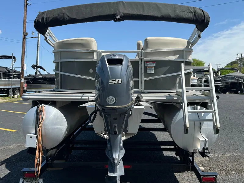 Slide: The Image of 2020 SunChaser Vista 18 Fish pontoon boat with 50 HP outboard motor. - 5
