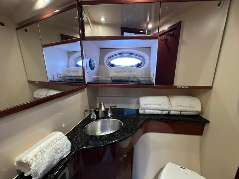 Slide: The Image of Luxurious bathroom in 2008 Meridian 391 Sedan yacht with sleek design and modern amenities. - 35