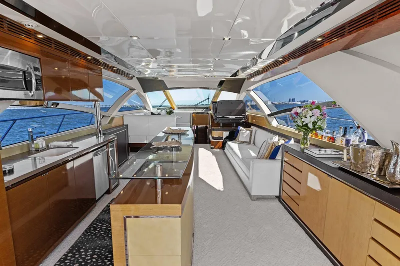 Slide: The Image of Luxurious interior of 2013 Cheoy Lee 76 Alpha yacht with modern kitchen and seating area. - 45