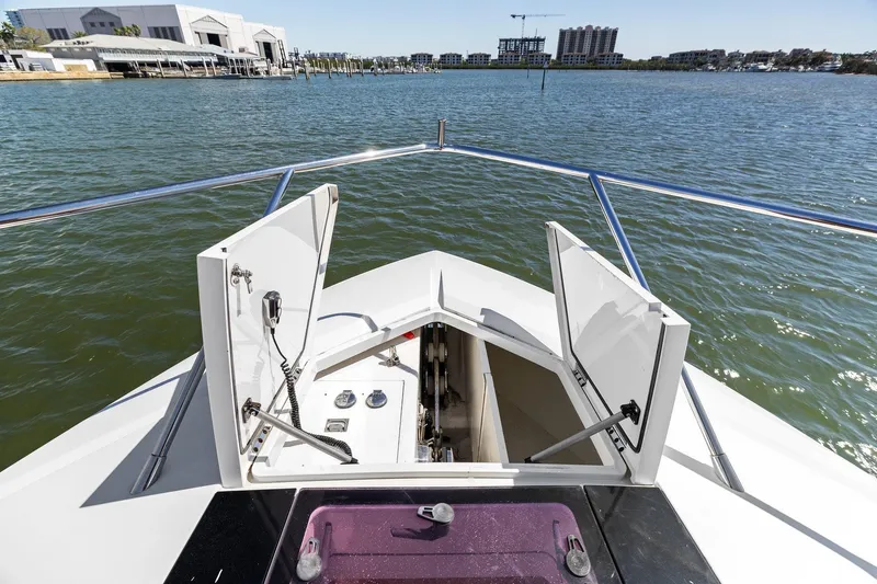 Slide: The Image of Bow view of 2013 Cheoy Lee 76 Alpha yacht with open storage compartments. - 7