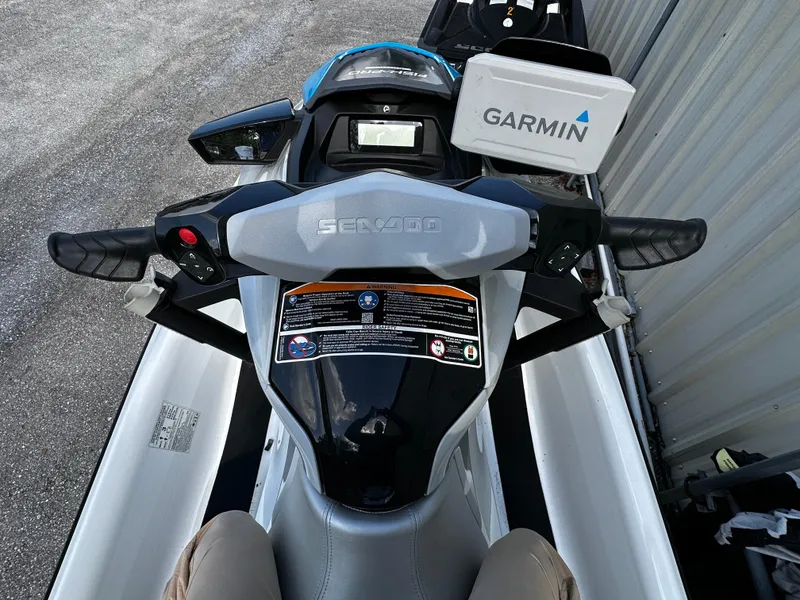 Slide: The Image of 2023 Sea-Doo Fish Pro Scout dashboard with Garmin navigation system. - 8