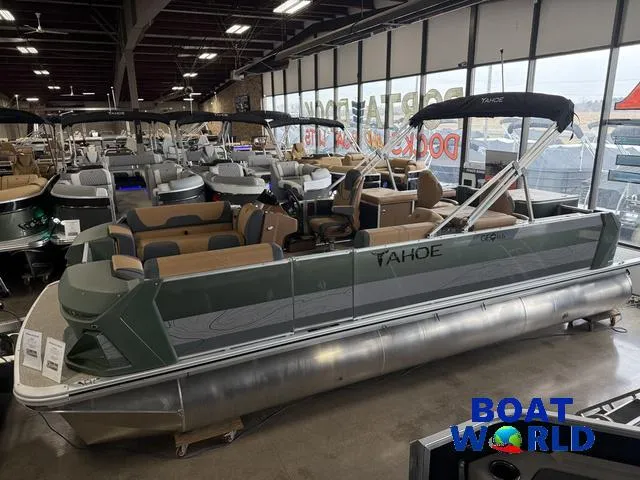Slide: The Image of 2025 Tahoe Geofish 2385 pontoon boat with Honda 4-Stroke EFI at Boat World showroom. - 39