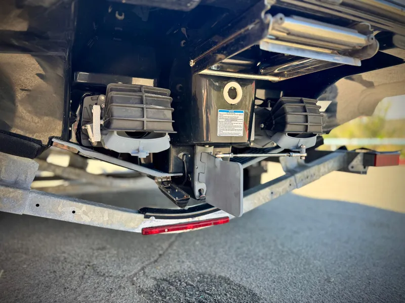Slide: The Image of 2020 Yamaha Boats AR240 jet propulsion system close-up on trailer. - 11
