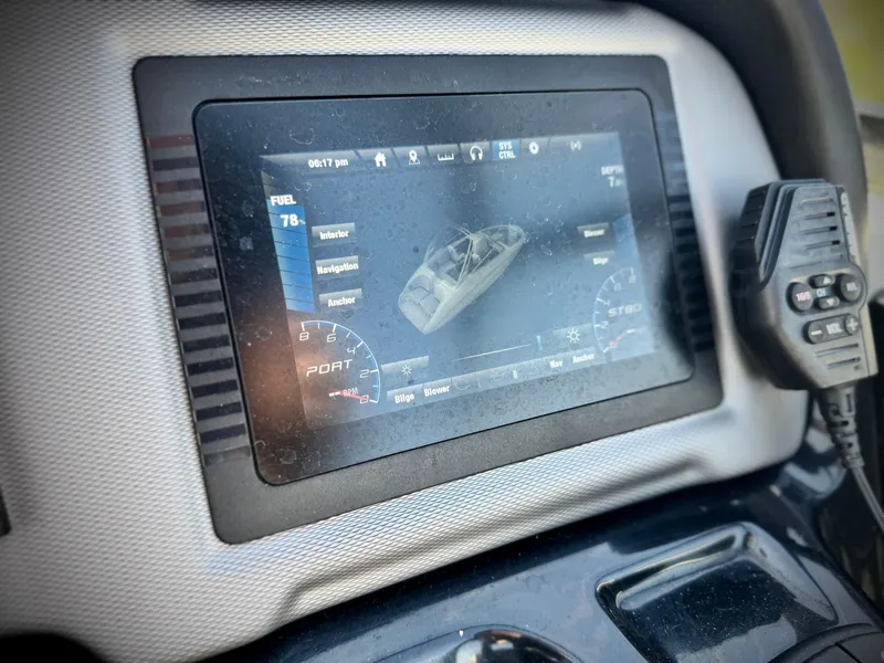 Slide: The Image of Dashboard display of a 2020 Yamaha Boats AR240, featuring navigation and control interface. - 34