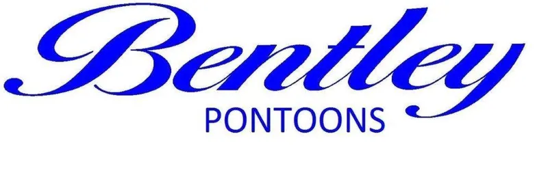 Slide: The Image of Bentley Pontoons logo, 2025 Legacy 223 Swingback model branding. - 2