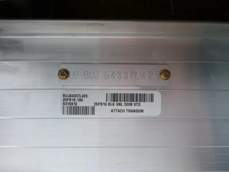 Slide: The Image of Serial number and barcode on 2025 Sun Tracker Party Barge 16 DLX boat. - 12
