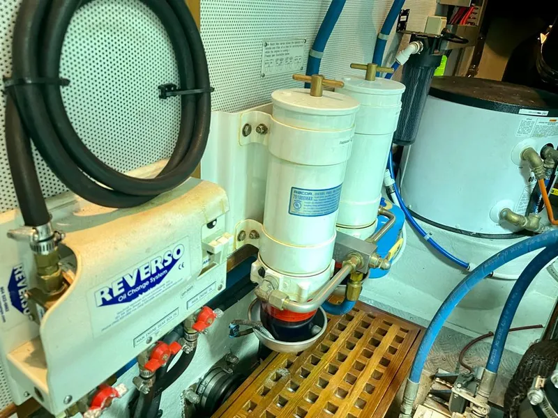 Slide: The Image of Engine room of 2006 Selene Archer 36 with Reverso oil change system and filters. - 53