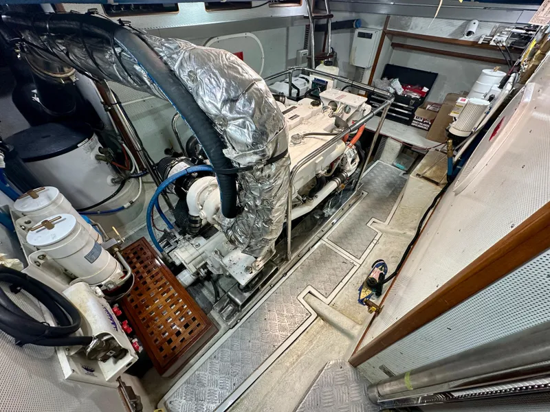 Slide: The Image of Engine room of 2006 Selene Archer 36 yacht, featuring mechanical components and equipment. - 57