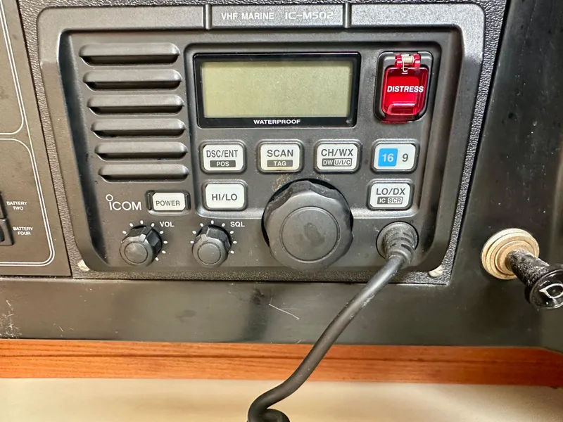 Slide: The Image of VHF marine radio with distress button on a 1988 C&C MKII boat. - 20