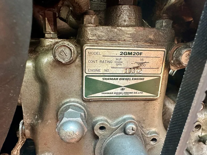 Slide: The Image of Yanmar 2GM20F diesel engine label on a 1988 C&C MKII boat. - 27