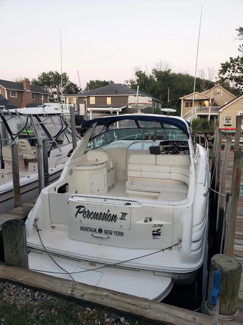 Slide: The Image of 1999 Sea Ray 330 Sundancer docked in Montauk, New York marina. - 9