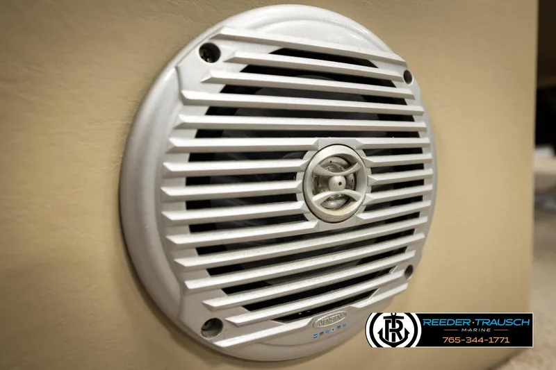 Slide: The Image of Speaker on a 2016 Lowe SS230 boat, featuring a white grille design. - 36