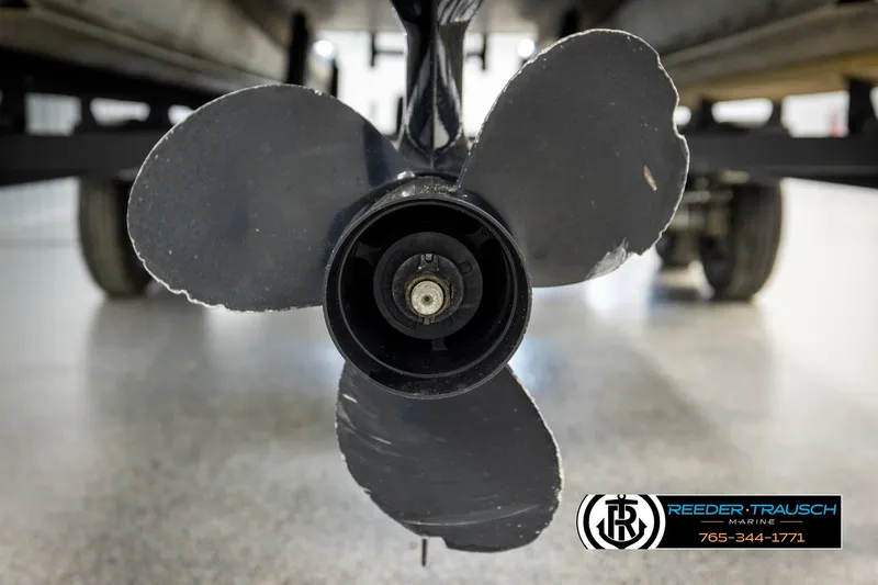 Slide: The Image of Propeller of a 2016 Lowe SS230 boat, close-up view. - 40