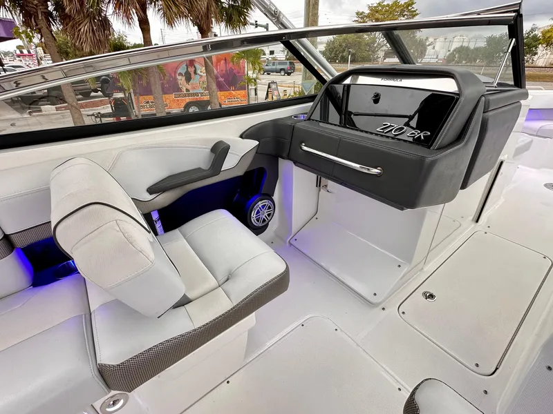 Slide: The Image of 2021 Formula 270 Bowrider interior with modern seating and dashboard design. - 16