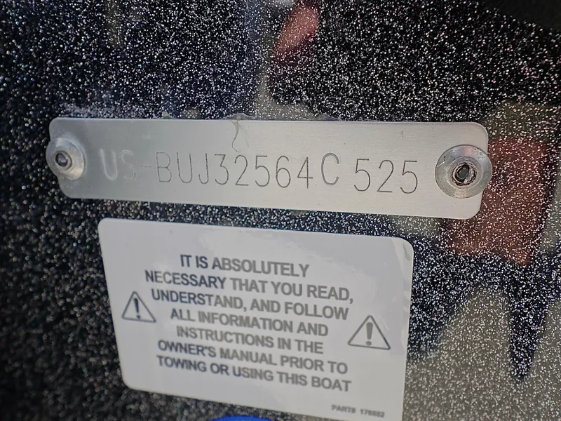 Slide: The Image of Hull identification number on a 2025 Nitro Z18 boat with safety instructions. - 13