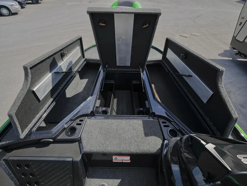 Slide: The Image of Open storage compartments on a 2025 Nitro Z18 boat, showcasing ample space and sleek design. - 9